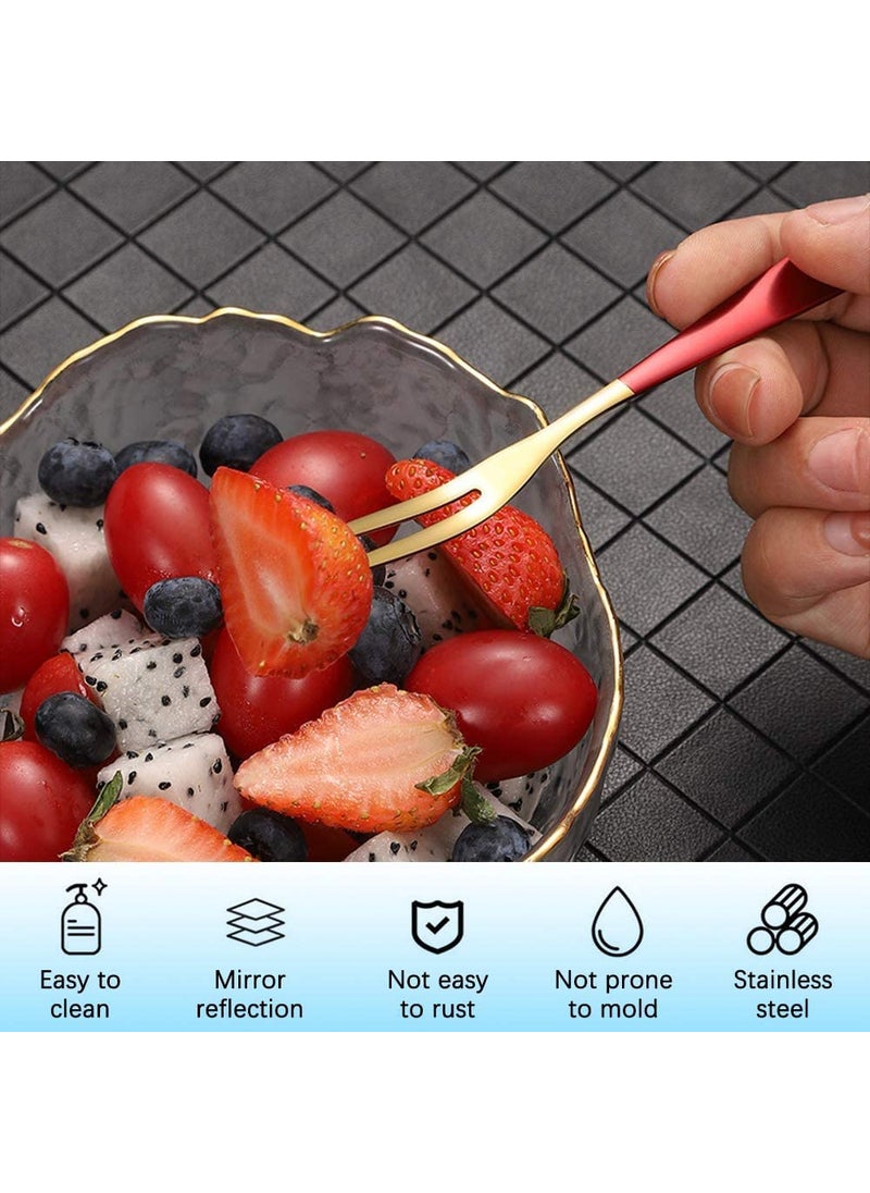 KPNG Appetizer Forks Toothpicks for Appetizers Fruit Forks Appetizer Dessert Forks Salad Forks Beautiful Colorful StainlessSteel Forks for Party Banquet Cocktail Dessert Black Pack Of10