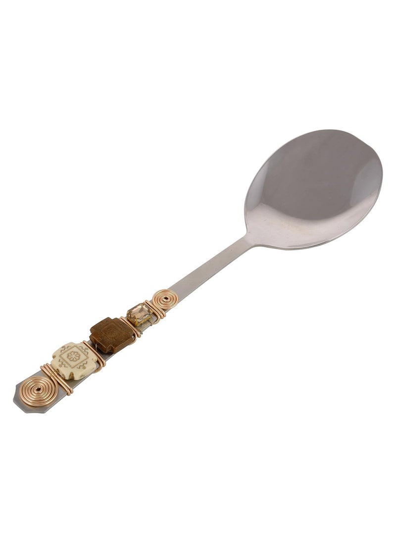 Jewel Kraft Designs Stainless Steel Serving Spoons Set of 5 Cream 11 inch
