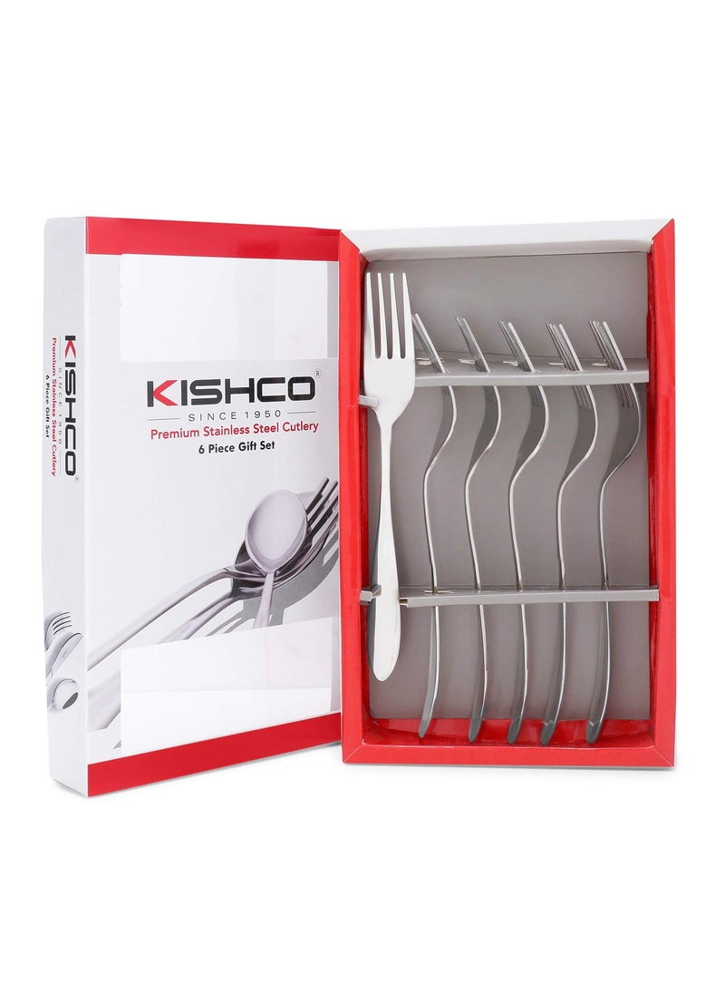 Kishco Stainless Steel Classic Plain Dessert Fork 2 MM Pack of 6