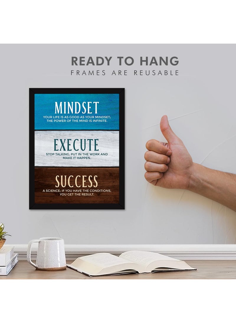 Chaka Chaundh Inspirational Wall Art for Office Quotes Mindset Execute Success Motivational Modern Office Decor Framed Art Wall Dcor for Student 14 X 11 Inches