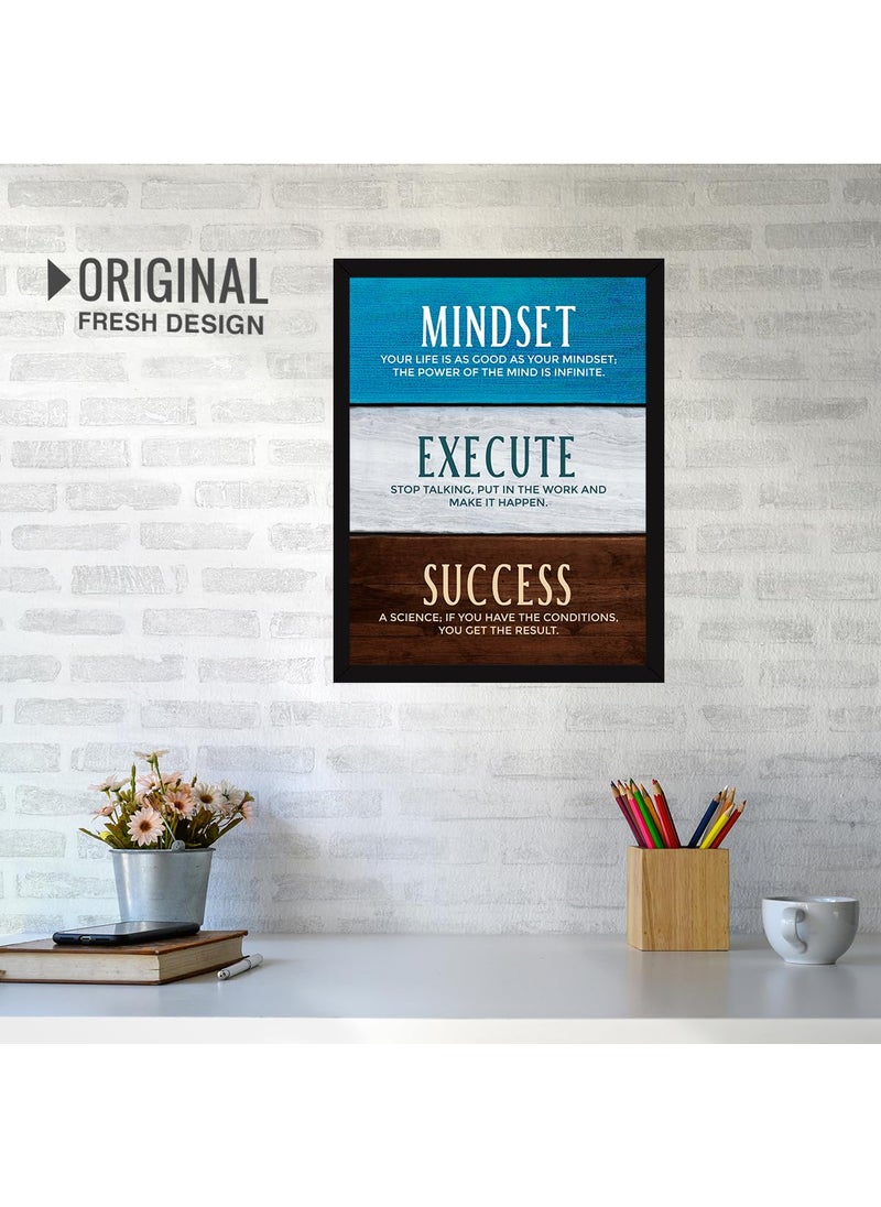 Chaka Chaundh Inspirational Wall Art for Office Quotes Mindset Execute Success Motivational Modern Office Decor Framed Art Wall Dcor for Student 14 X 11 Inches