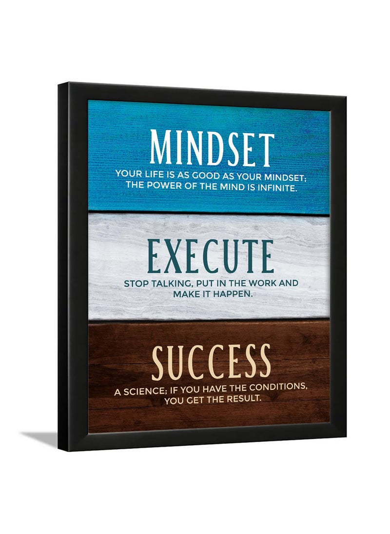 Chaka Chaundh Inspirational Wall Art for Office Quotes Mindset Execute Success Motivational Modern Office Decor Framed Art Wall Dcor for Student 14 X 11 Inches