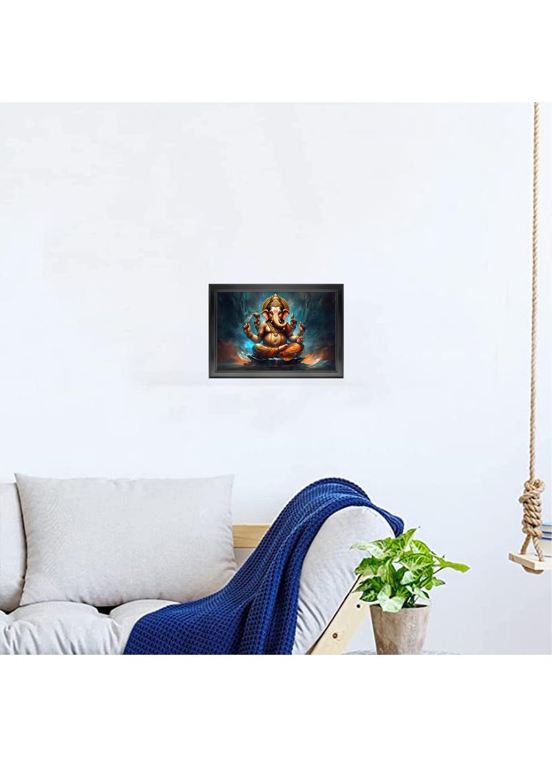 Dharvika Innovations GanapatiGanesha paintings for living room GanapatiGanesha painting wall decoration GanapatiGanesha photo frame for wall decoration 23474 21x27 Inch