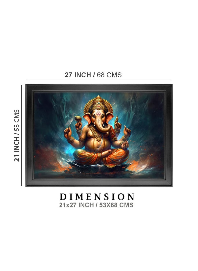 Dharvika Innovations GanapatiGanesha paintings for living room GanapatiGanesha painting wall decoration GanapatiGanesha photo frame for wall decoration 23474 21x27 Inch