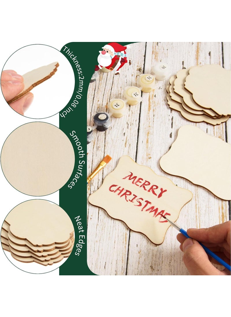 60 PCS Unfinished Wood Cutouts for Crafts DIY Natural Wood Ornaments Decorations