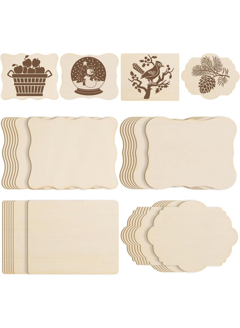 60 PCS Unfinished Wood Cutouts for Crafts DIY Natural Wood Ornaments Decorations