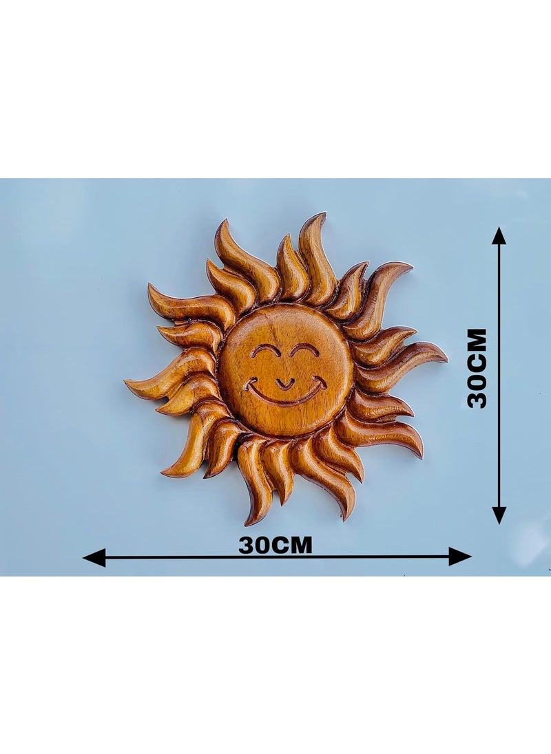 KVEER Wood Wooden Wall Decor Sun Design 30CM
