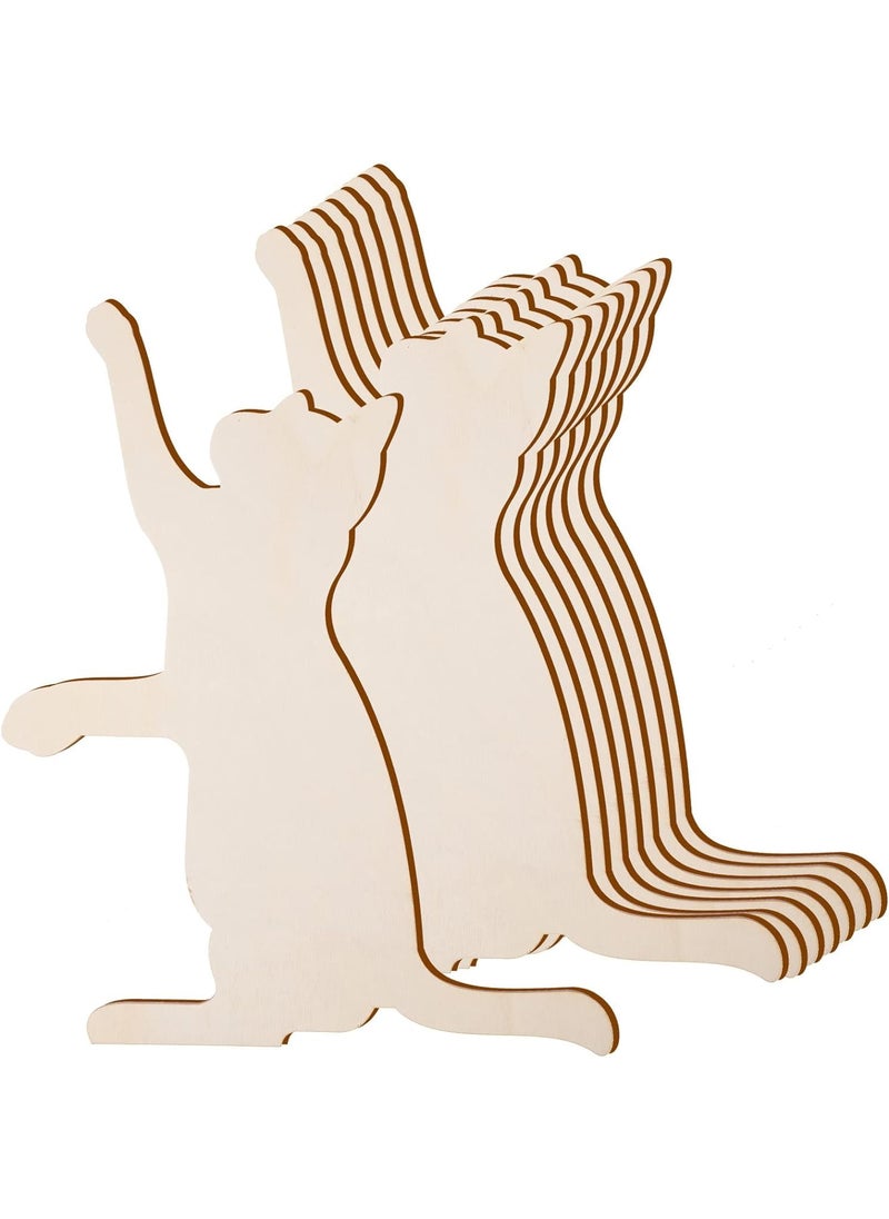 Cliths 8 Pcs Halloween Wooden Cat Cutout Unfinished Wood Cat Shape Cutouts Cat Hanging Decorations Wood Pet Animal Door Hanger Wood Ornament Slices for DIY Crafts Halloween Decor98 x 122 Inch