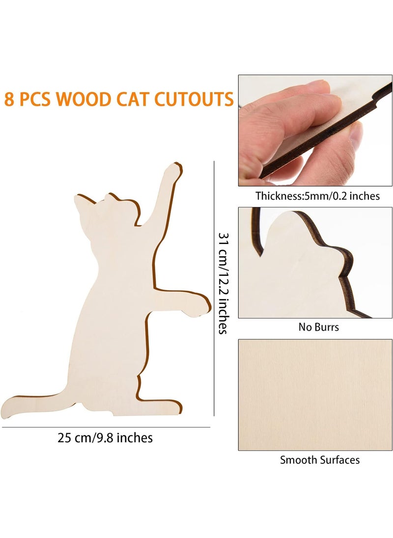 Cliths 8 Pcs Halloween Wooden Cat Cutout Unfinished Wood Cat Shape Cutouts Cat Hanging Decorations Wood Pet Animal Door Hanger Wood Ornament Slices for DIY Crafts Halloween Decor98 x 122 Inch