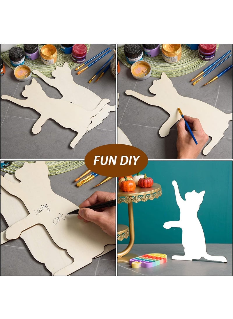 Cliths 8 Pcs Halloween Wooden Cat Cutout Unfinished Wood Cat Shape Cutouts Cat Hanging Decorations Wood Pet Animal Door Hanger Wood Ornament Slices for DIY Crafts Halloween Decor98 x 122 Inch