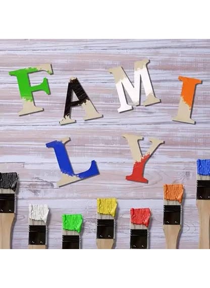 Cliths Pack of 6 Pieces Unfinished Wooden Letters Large Family Wood Decor Letter Sign Alphabet Cutout Letter for Living Room Kitchen Mantel Decoration Wedding Housewarming Party