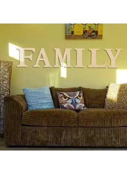 Cliths Pack of 6 Pieces Unfinished Wooden Letters Large Family Wood Decor Letter Sign Alphabet Cutout Letter for Living Room Kitchen Mantel Decoration Wedding Housewarming Party