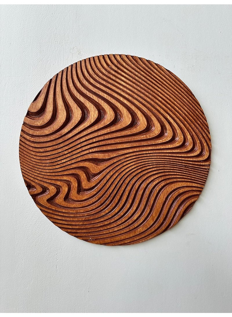 kveer Handmade Carved Geometric Circle Wood Wall Art Wall Decor Rustic Wood Wall Hanging Housewarming Gift