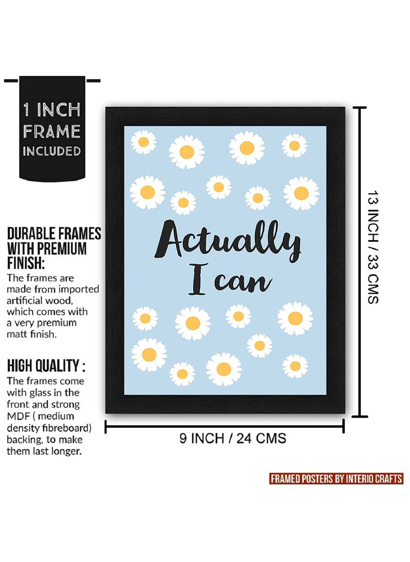 Interiocrafts Motivational Posters with FrameInspirational Wall Art for Office Home Classroom Gym Positive Mindset Success Decor 13 x10 Inches Black PACK of 4