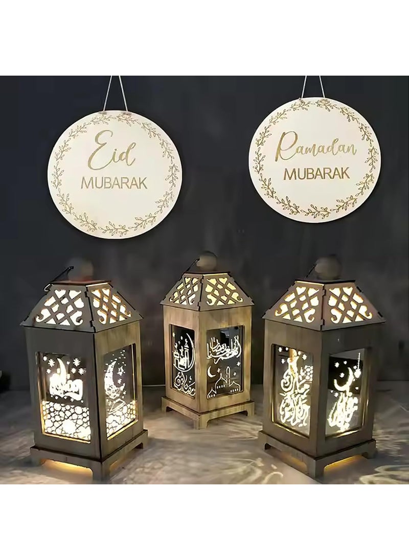 Cliths Set of 2 Ramadan Decorations Outdoor 2025 Wooden Ramadan Mubarak Eid Mubarak Hanging Ornaments 1181 Inch Door Sign Islamic Wall Decor for Home