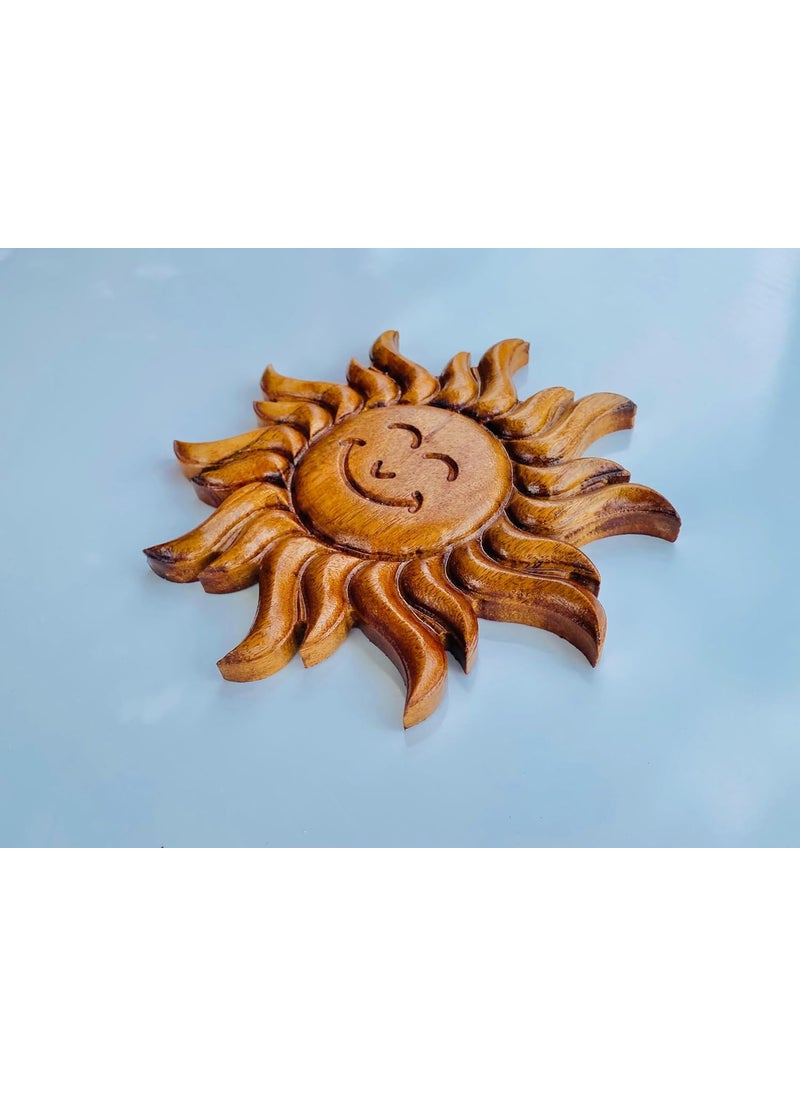 KVEER Wood Wooden Wall Decor Sun Design 25CM