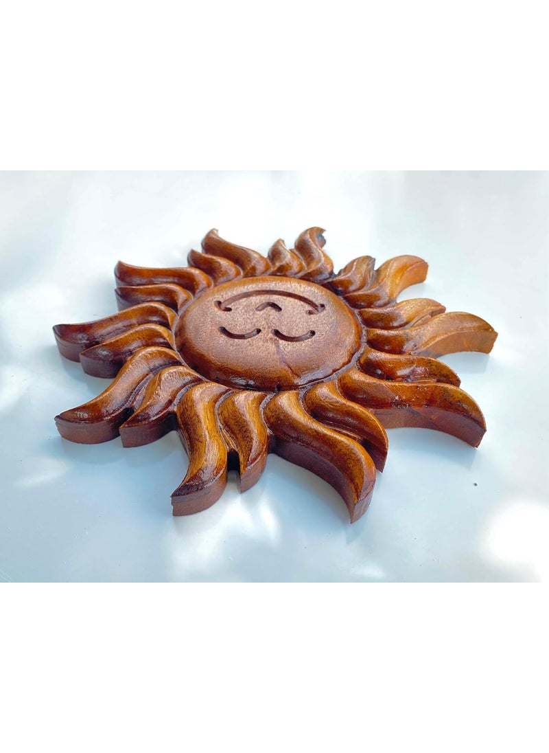 KVEER Wood Wooden Wall Decor Sun Design 25CM