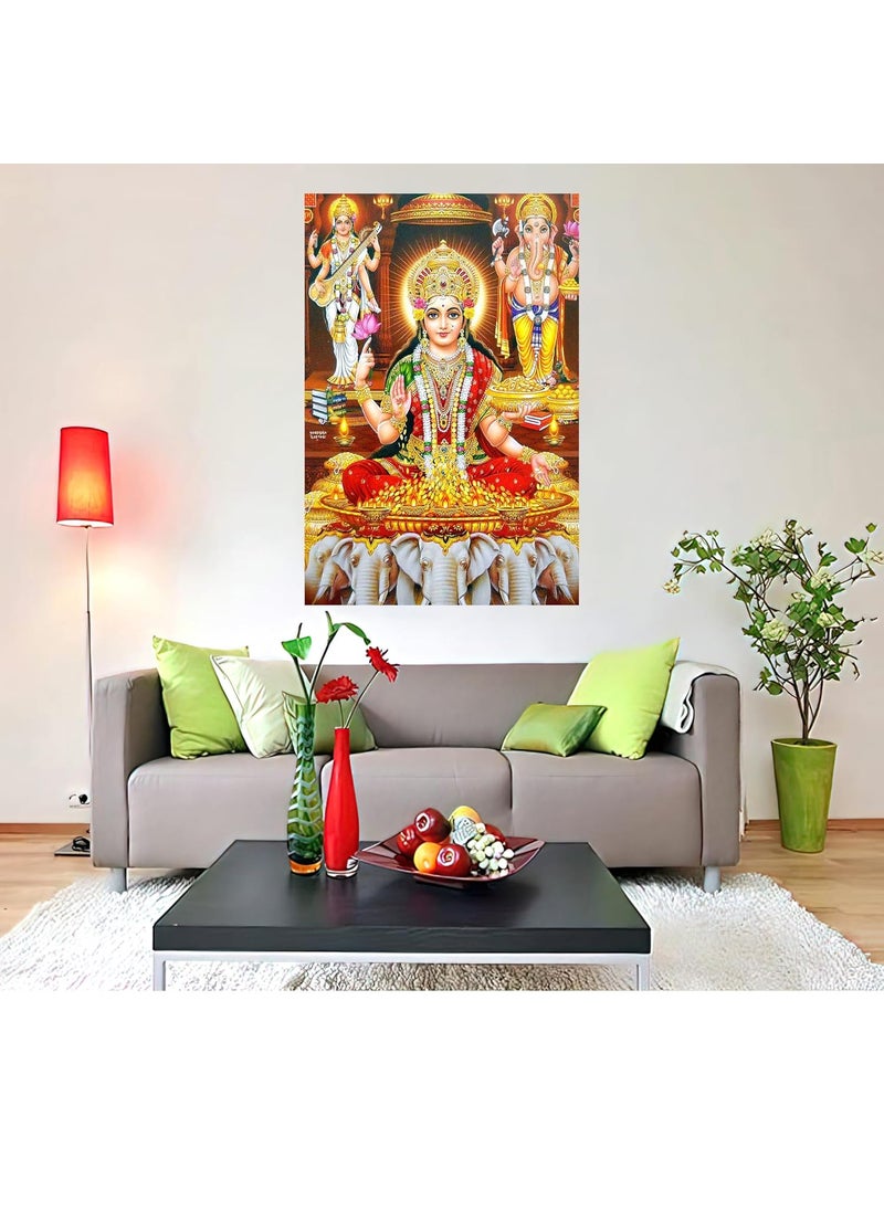 wallpics Goddess Maa Laxmi Religious Waterproof Vinyl Sticker Poster 24X36 inches can19273