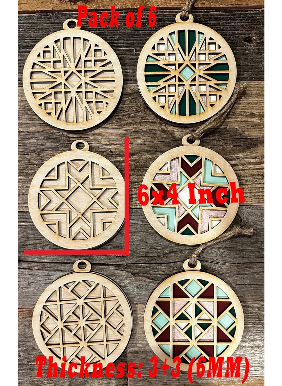 American Elm Pack of 6 DIY Barn Quilt Pattern Ornaments Painting Kit 6x4 Inch Ornament Craft Kit for Christmas and Holiday Decor Perfect DIY Holiday Craft Kit