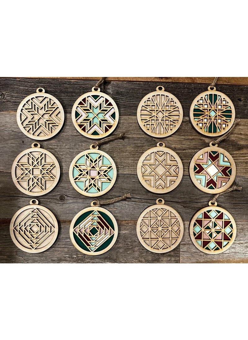 American Elm Pack of 6 DIY Barn Quilt Pattern Ornaments Painting Kit 6x4 Inch Ornament Craft Kit for Christmas and Holiday Decor Perfect DIY Holiday Craft Kit