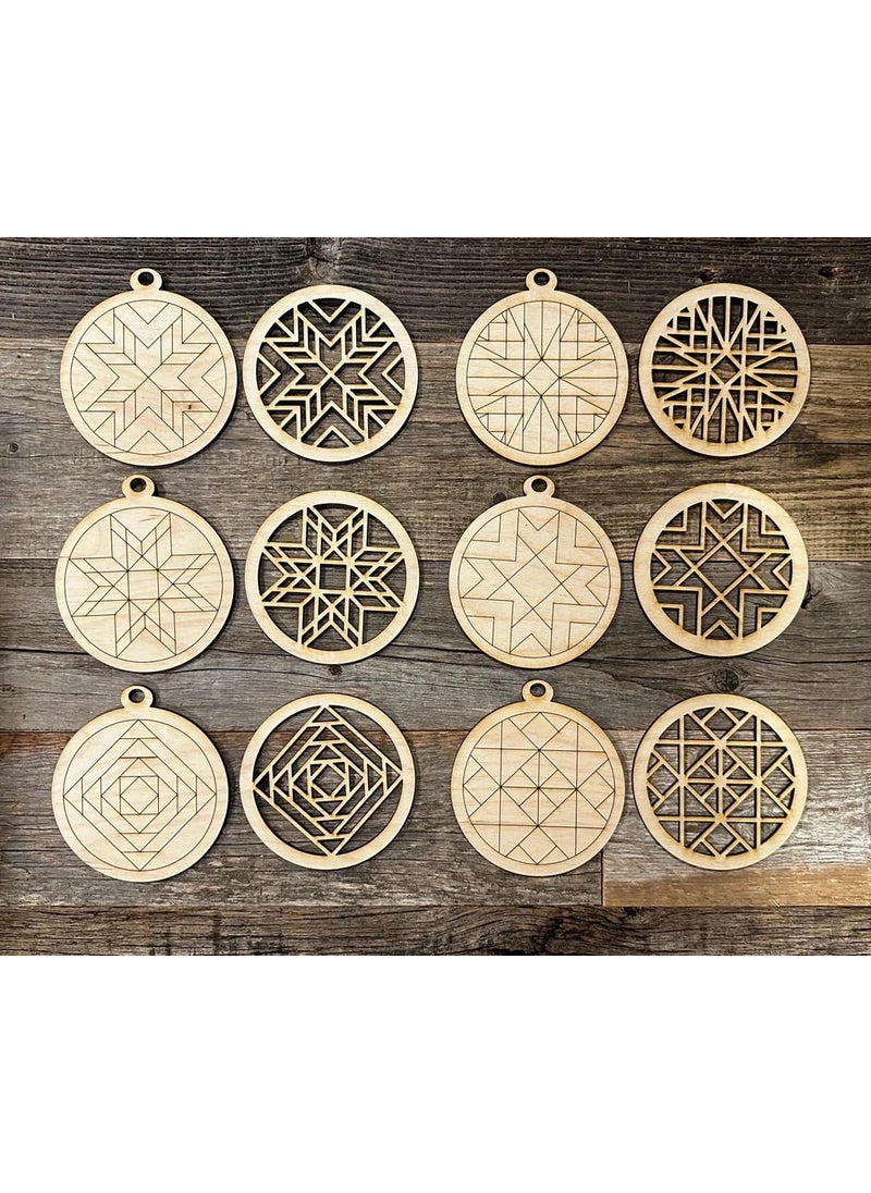 American Elm Pack of 6 DIY Barn Quilt Pattern Ornaments Painting Kit 6x4 Inch Ornament Craft Kit for Christmas and Holiday Decor Perfect DIY Holiday Craft Kit