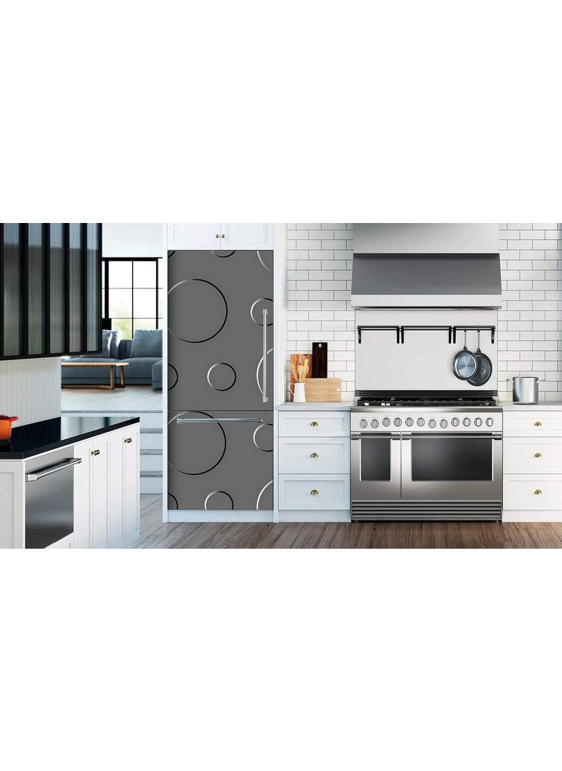 Advait Designs 3D circuler Design with Dark Silver backgroundadhesiveDecorative Extra Large PVC Vinyl Fridge Sticker Multicolor 60 cm X 160 cm