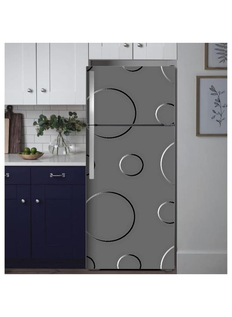 Advait Designs 3D circuler Design with Dark Silver backgroundadhesiveDecorative Extra Large PVC Vinyl Fridge Sticker Multicolor 60 cm X 160 cm