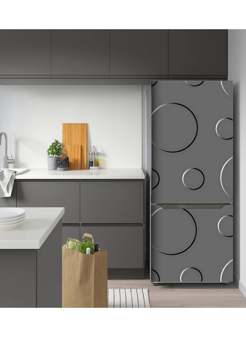 Advait Designs 3D circuler Design with Dark Silver backgroundadhesiveDecorative Extra Large PVC Vinyl Fridge Sticker Multicolor 60 cm X 160 cm