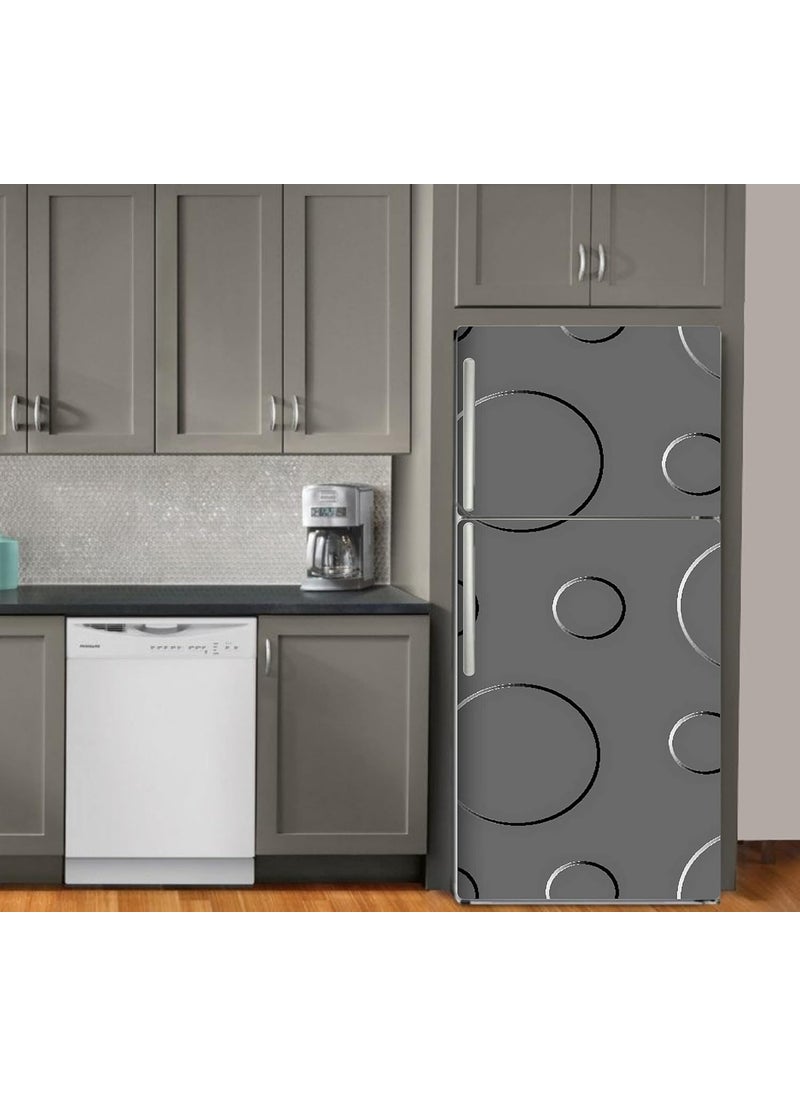 Advait Designs 3D circuler Design with Dark Silver backgroundadhesiveDecorative Extra Large PVC Vinyl Fridge Sticker Multicolor 60 cm X 160 cm