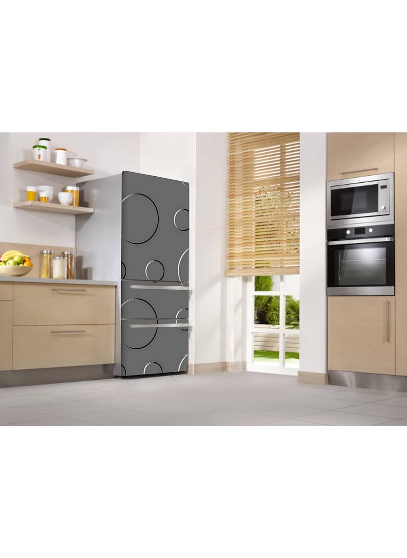 Advait Designs 3D circuler Design with Dark Silver backgroundadhesiveDecorative Extra Large PVC Vinyl Fridge Sticker Multicolor 60 cm X 160 cm