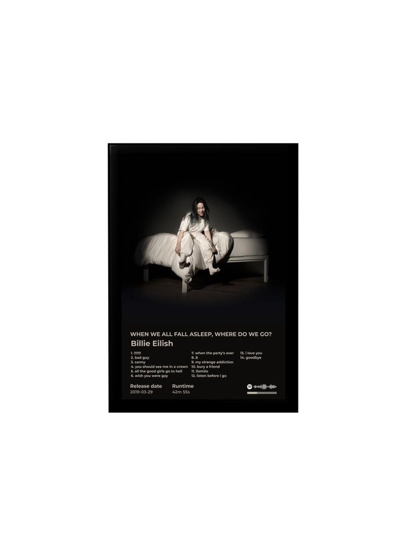 BLINKART Billie Eilish WHEN WE ALL FALL ASLEEPWHERE DO WE GOPopular Music Album Hanging Wall13x10inch Decoration Home Bedroom Living Room Aesthetics Artworks Spotify Song Link QR Code Photo Frame