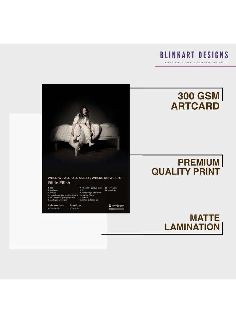 BLINKART Billie Eilish WHEN WE ALL FALL ASLEEPWHERE DO WE GOPopular Music Album Hanging Wall13x10inch Decoration Home Bedroom Living Room Aesthetics Artworks Spotify Song Link QR Code Photo Frame