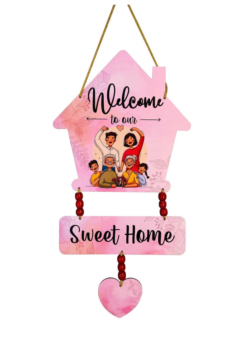 BookYourGIFT Charming Wooden Wall Hanging Sweet Home Pink Family Photo Decor