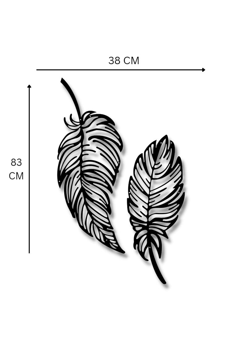 ARCTIK Metal Twin Feathers Wall Art set of 2 83x38 cm texture black