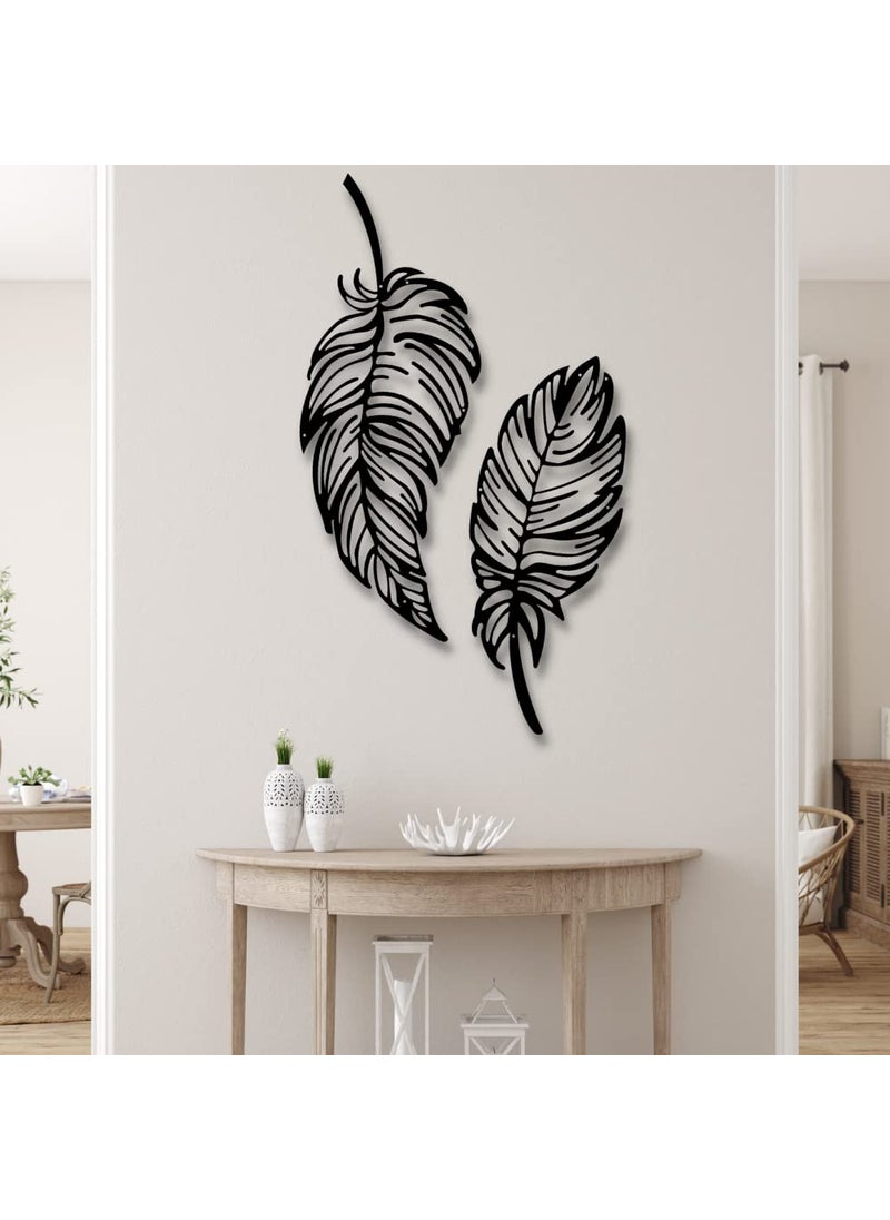 ARCTIK Metal Twin Feathers Wall Art set of 2 83x38 cm texture black