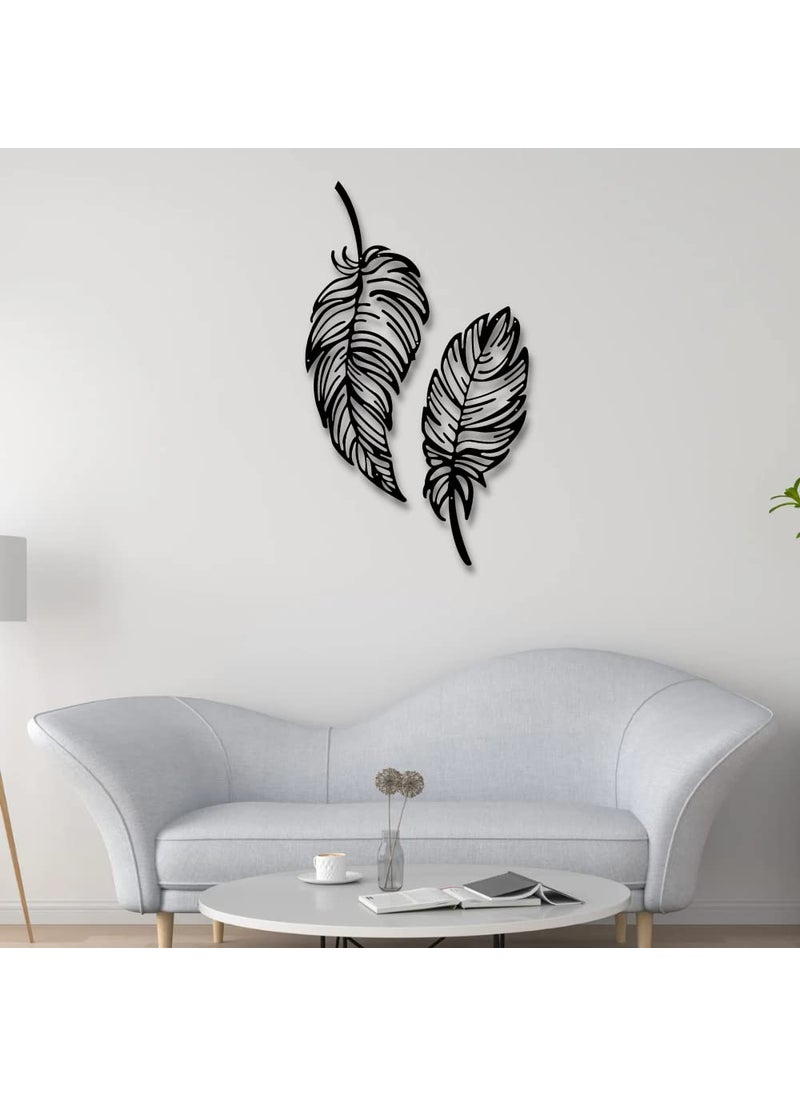 ARCTIK Metal Twin Feathers Wall Art set of 2 83x38 cm texture black