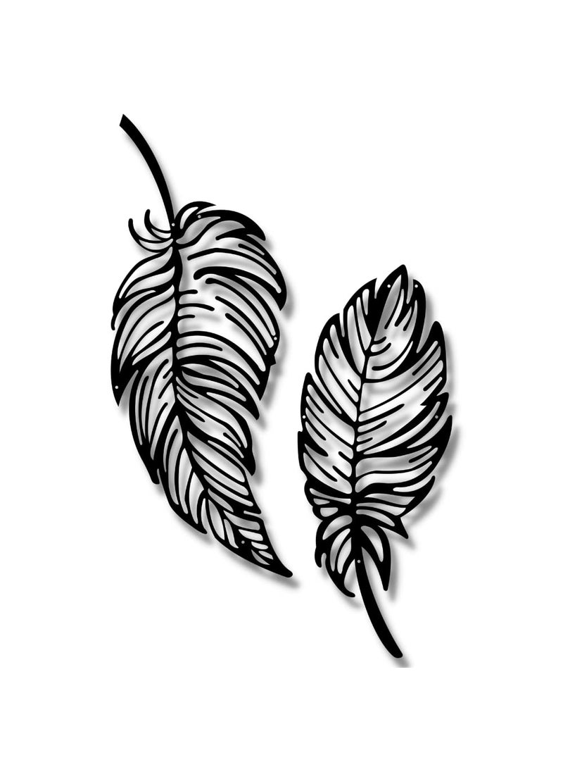 ARCTIK Metal Twin Feathers Wall Art set of 2 83x38 cm texture black