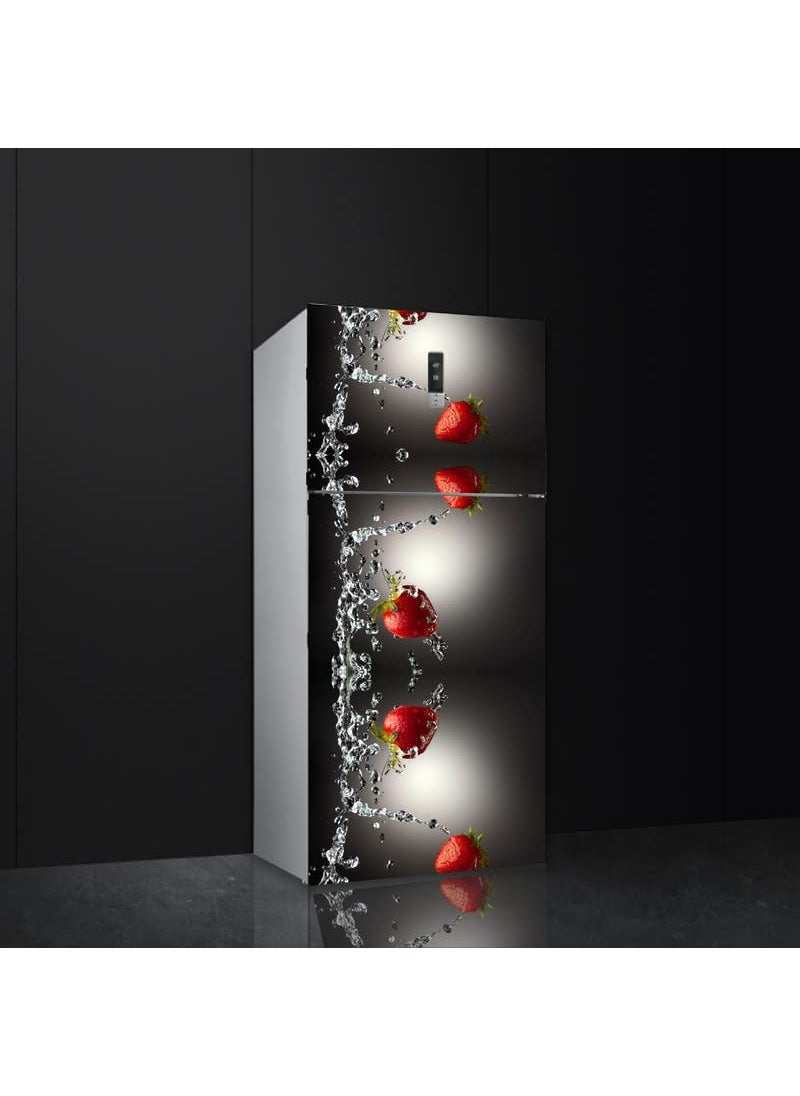 Psychedelic Collection Strawbery Fruit Water Splash Fridge Decorative Sticker Multicolor PVC Vinyl 160x60