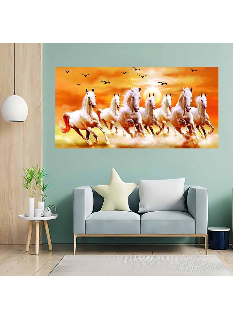 British Terminal Lucky Seven Horses Running at Sunrise ll 7 Horse vastu Vinyl Sticker Poster ll 20stjican211