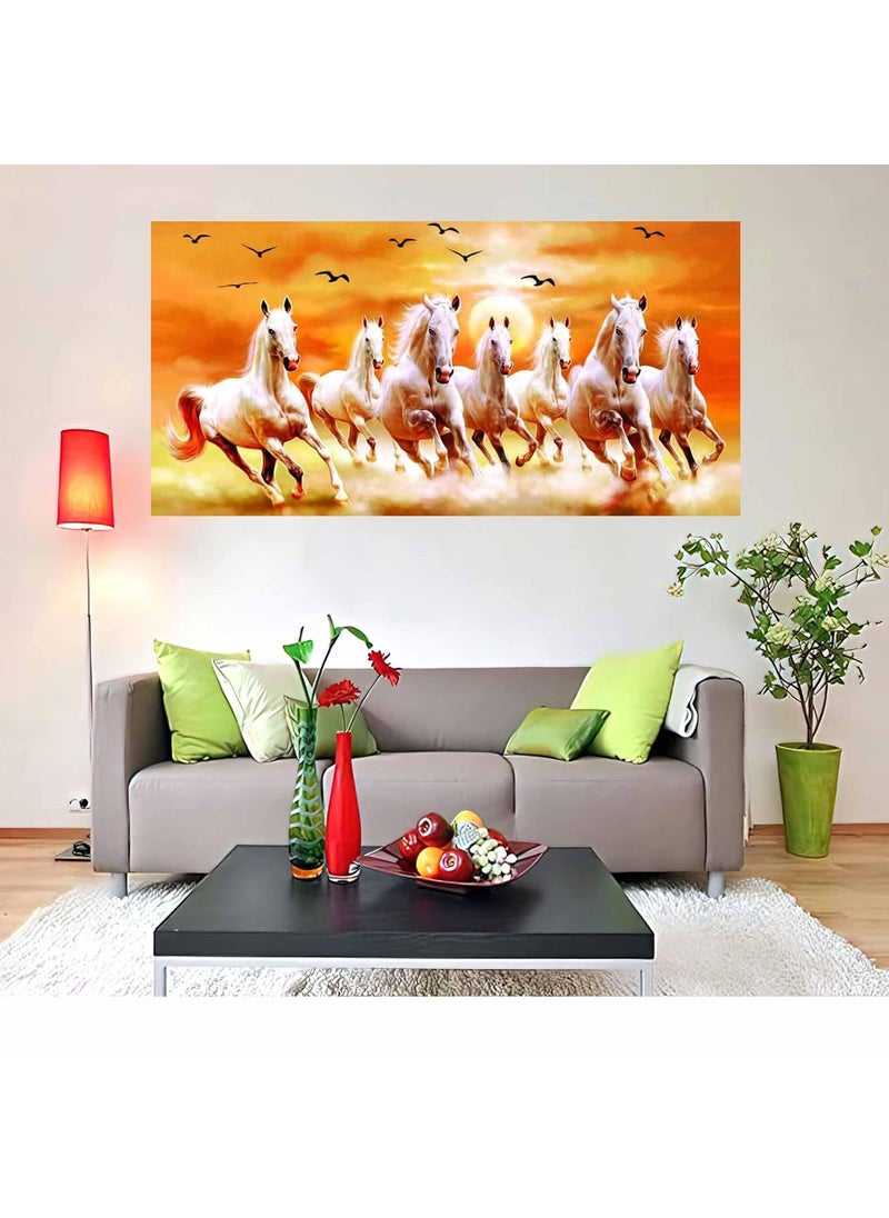British Terminal Lucky Seven Horses Running at Sunrise ll 7 Horse vastu Vinyl Sticker Poster ll 20stjican211