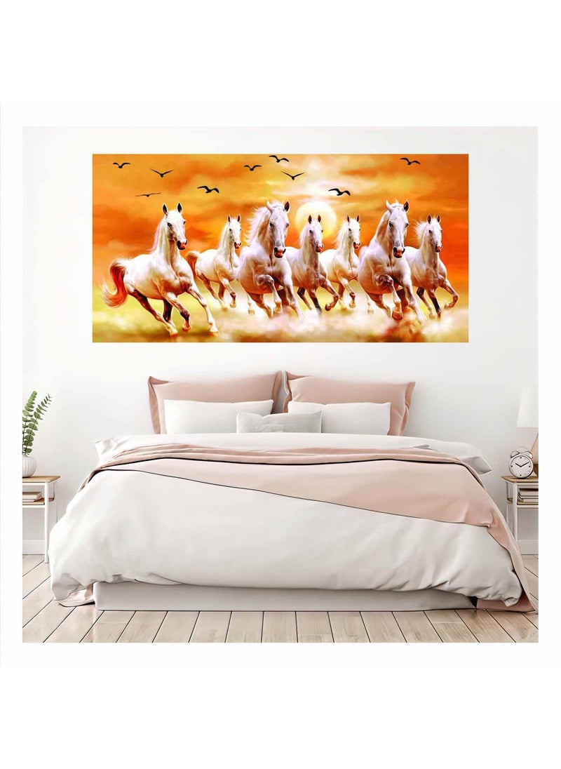 British Terminal Lucky Seven Horses Running at Sunrise ll 7 Horse vastu Vinyl Sticker Poster ll 20stjican211