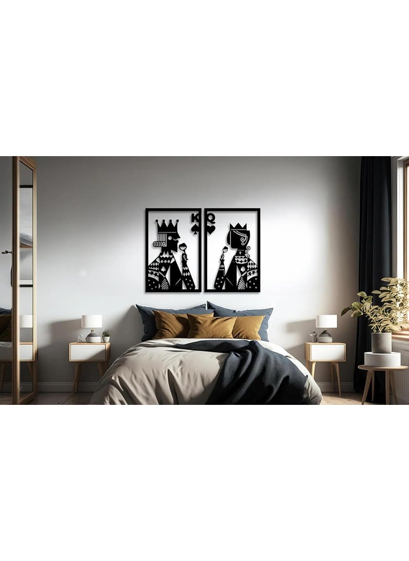 SHIVASHRAY CRAFTS The King of Spades and the Queen of Hearts Wall Art Playing Cards Wall Decor King and Queen Wood Sign