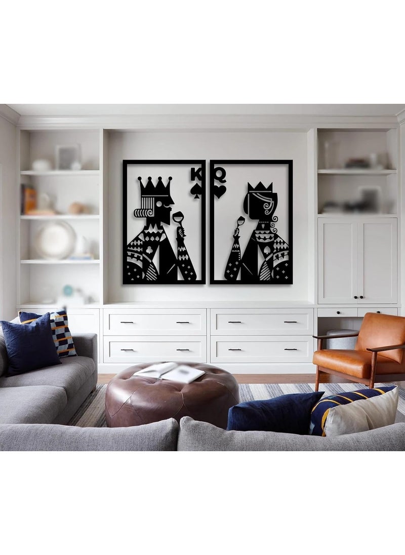 SHIVASHRAY CRAFTS The King of Spades and the Queen of Hearts Wall Art Playing Cards Wall Decor King and Queen Wood Sign
