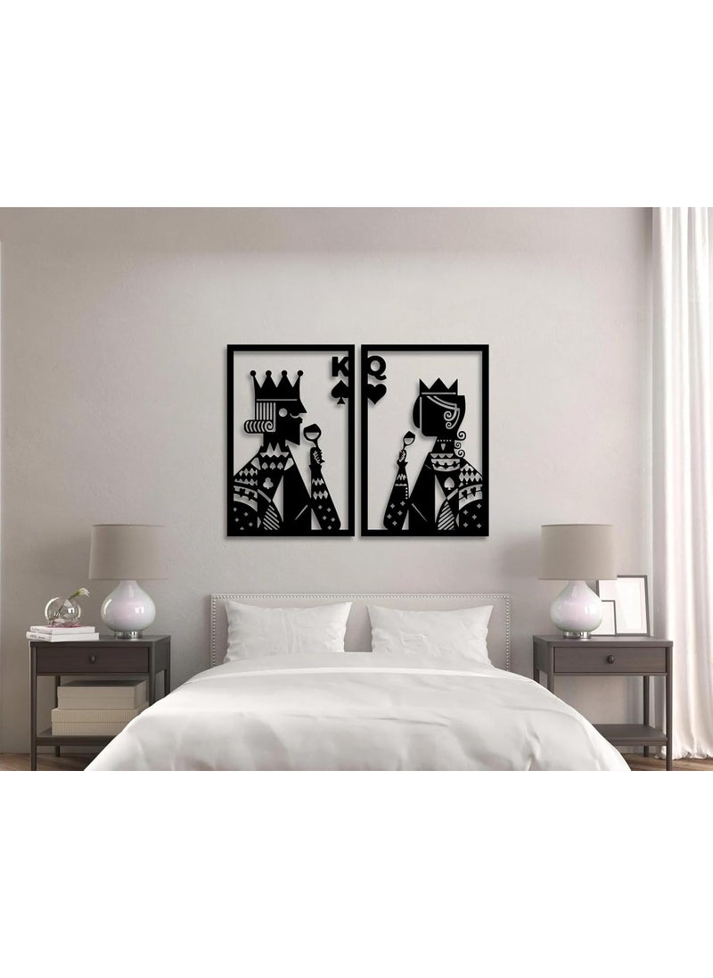 SHIVASHRAY CRAFTS The King of Spades and the Queen of Hearts Wall Art Playing Cards Wall Decor King and Queen Wood Sign