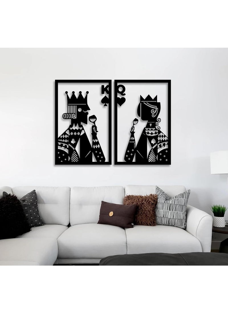 SHIVASHRAY CRAFTS The King of Spades and the Queen of Hearts Wall Art Playing Cards Wall Decor King and Queen Wood Sign