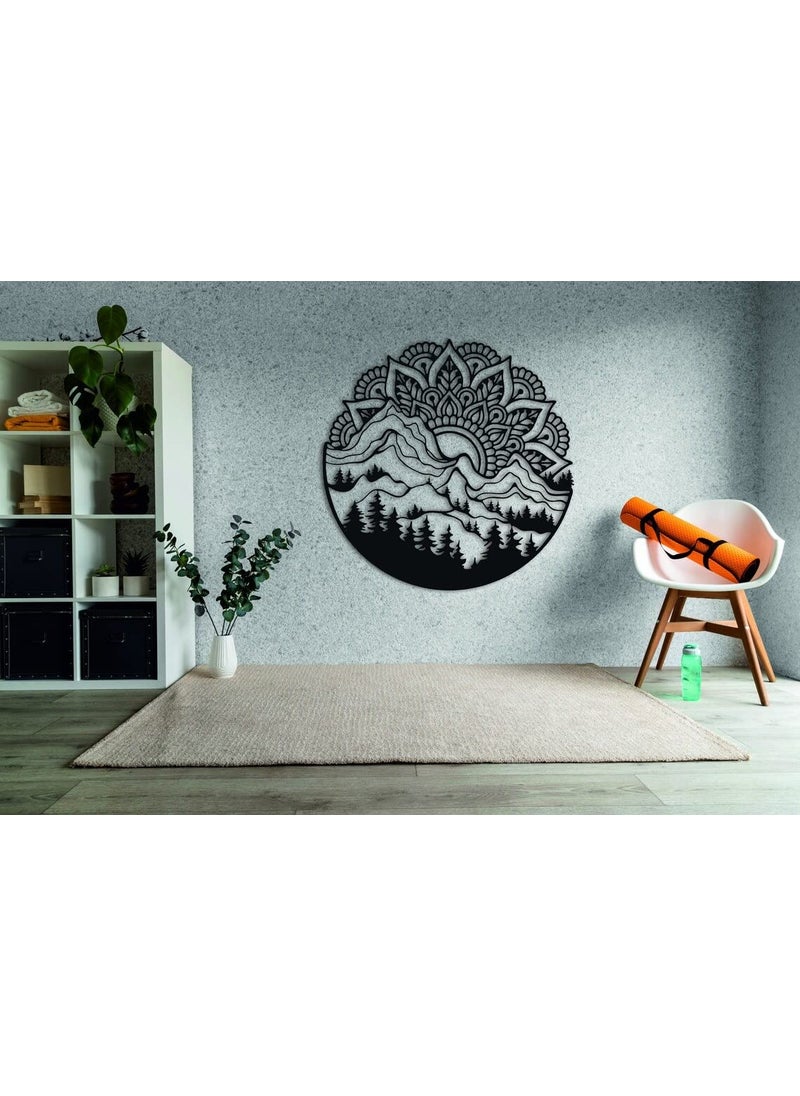 trademubarak Mountain Lotus Flower Wall Art 3d Wall Art for Living Room Home DecorWall Hanging with Matte FinishScratch Rust Free Modern Art for Drawing Room BedroomOfficeBlack 18 Inches