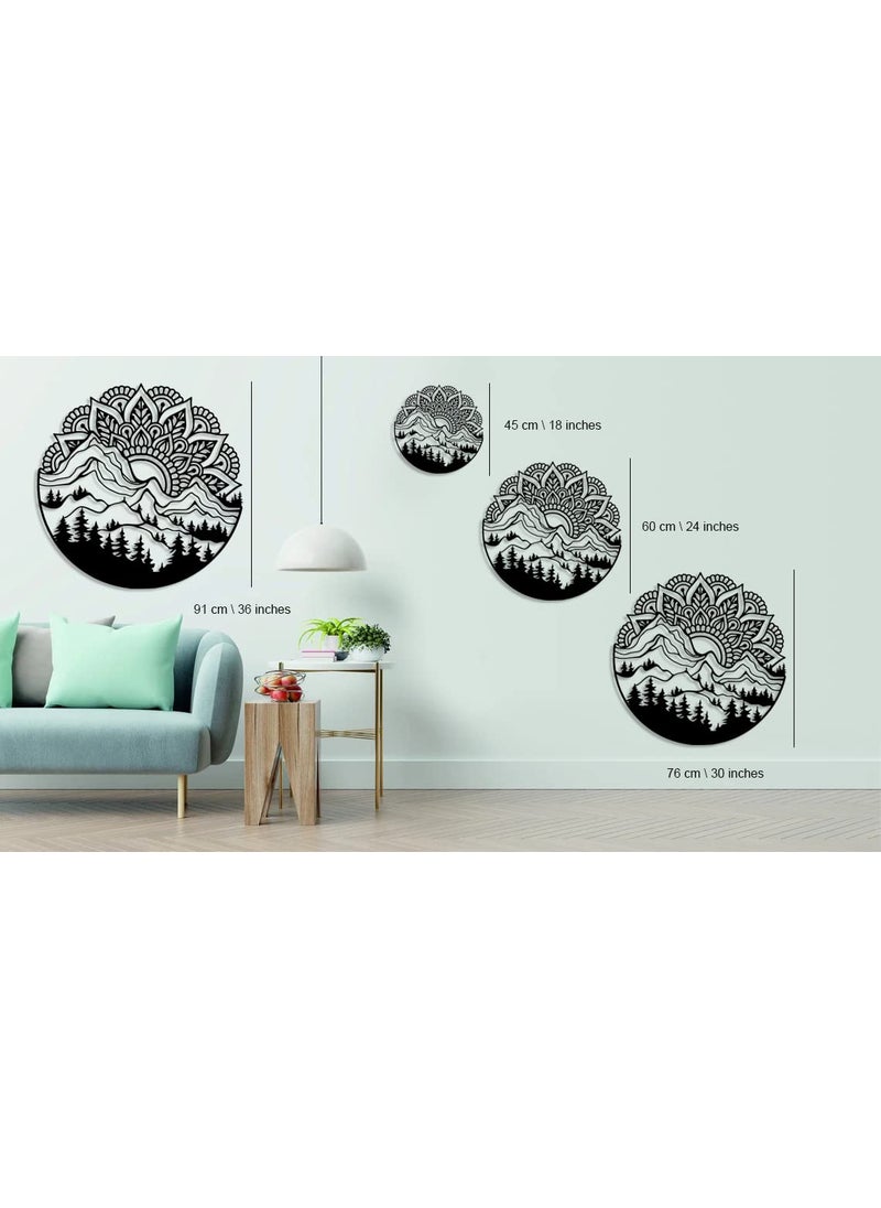 trademubarak Mountain Lotus Flower Wall Art 3d Wall Art for Living Room Home DecorWall Hanging with Matte FinishScratch Rust Free Modern Art for Drawing Room BedroomOfficeBlack 18 Inches