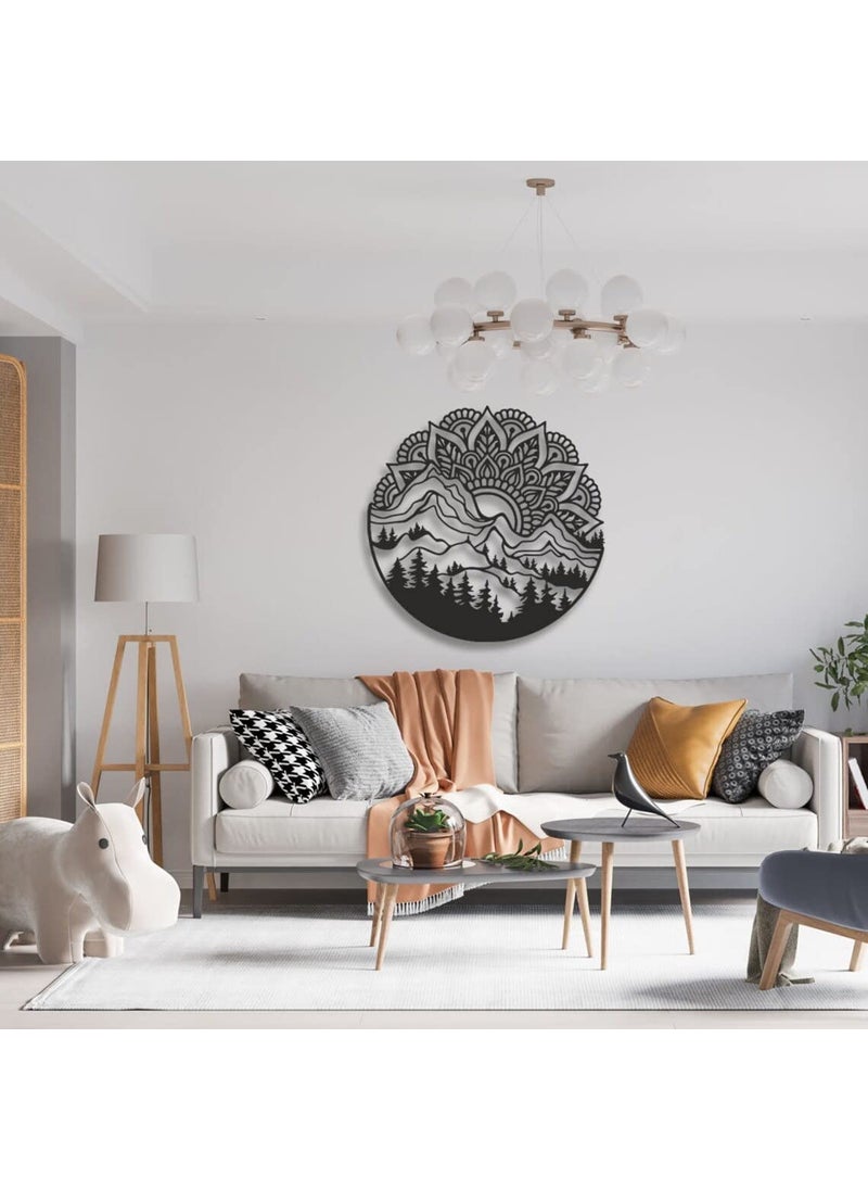 trademubarak Mountain Lotus Flower Wall Art 3d Wall Art for Living Room Home DecorWall Hanging with Matte FinishScratch Rust Free Modern Art for Drawing Room BedroomOfficeBlack 18 Inches