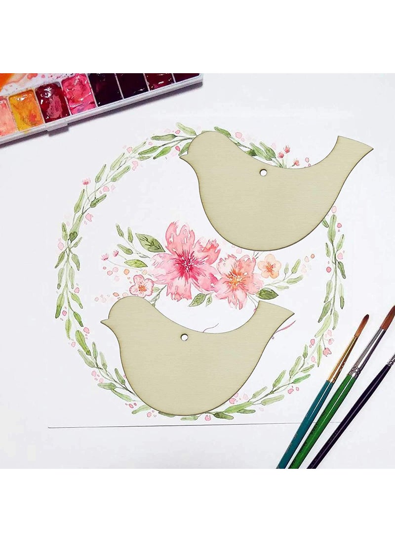 Cliths Pack of 10 pcs Wooden Birds Wood Unfinished Wooden DIY Crafts Bird Shaped Wood Hanging Gift Tags with Ropes for Home DIY Projects Craft Dcor 10 cm x 165 cm