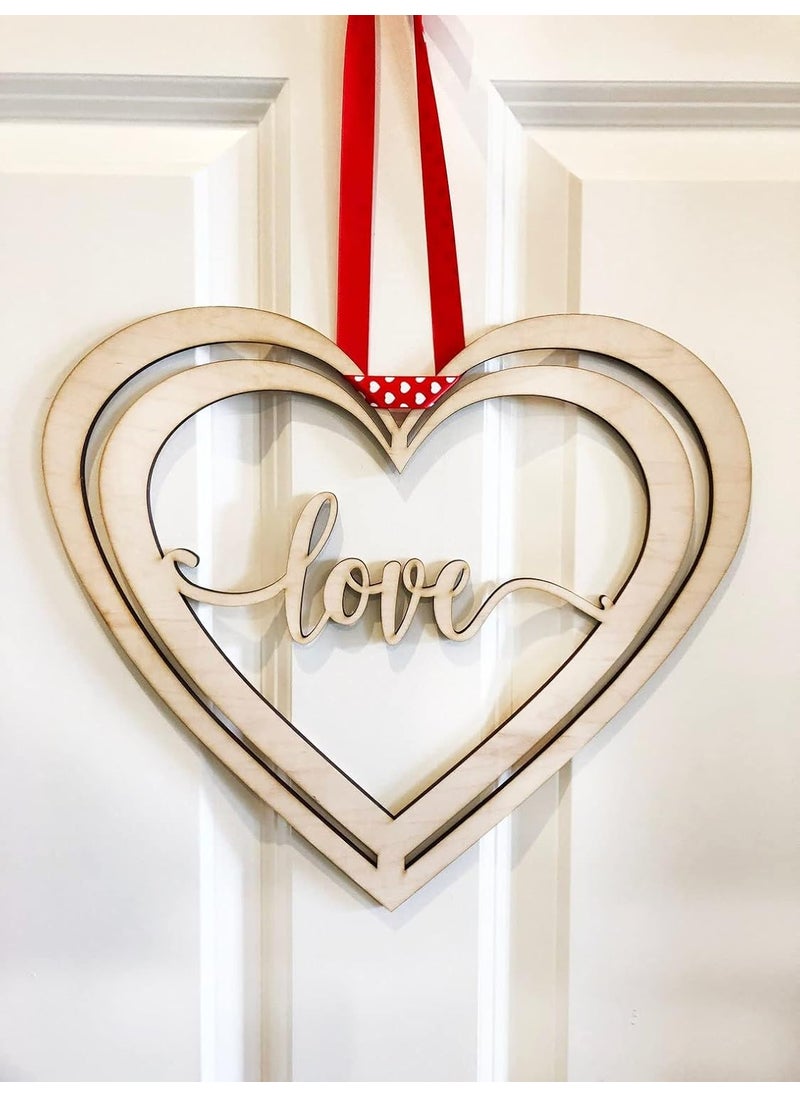 Cliths Pack of 1 Piece Valentines Love Wood Heart Door Sign Front Entry Laser Cut Bedroom Wall Art Hanging Home Decor inOutdoor Decoration Door Hanger